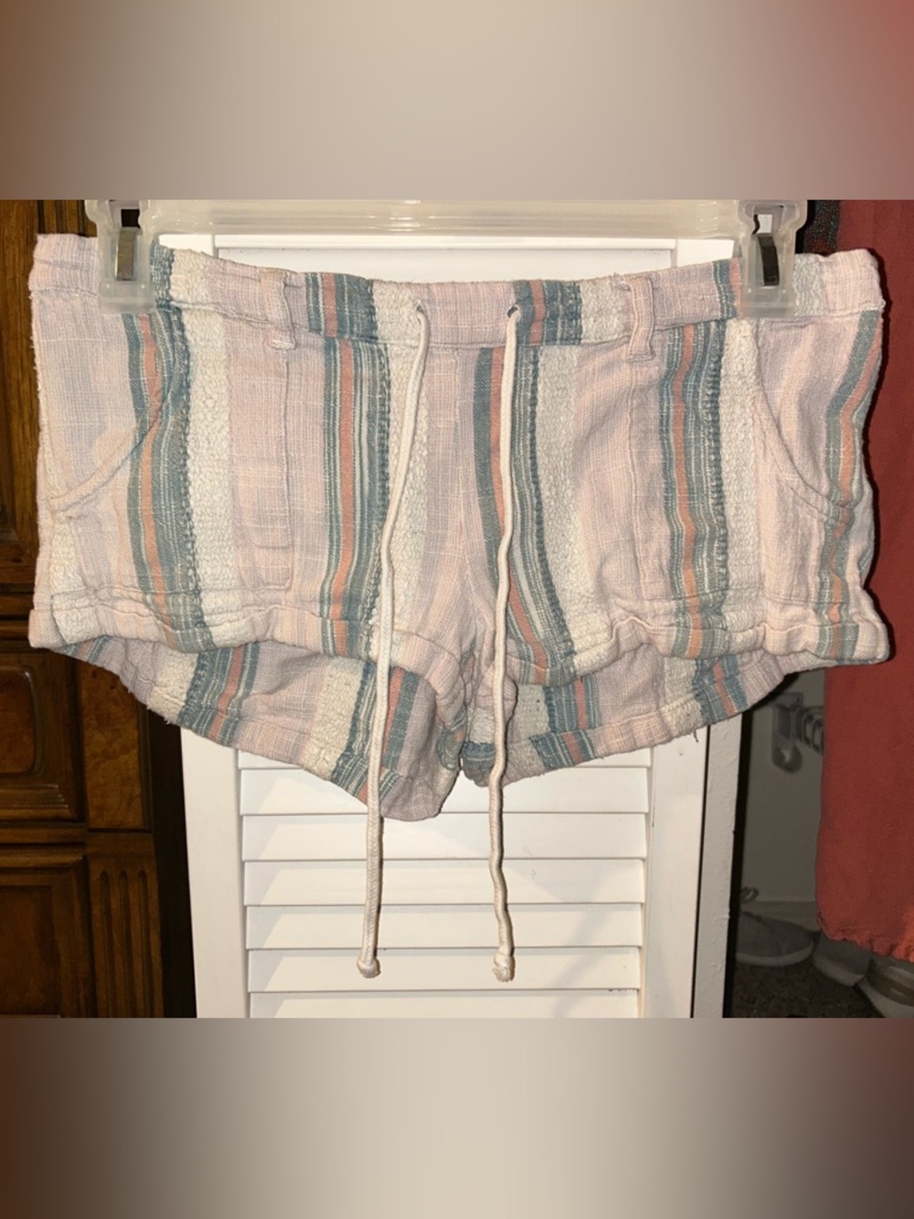 O'Neill Pink Striped Drawstring Athletic Shorts